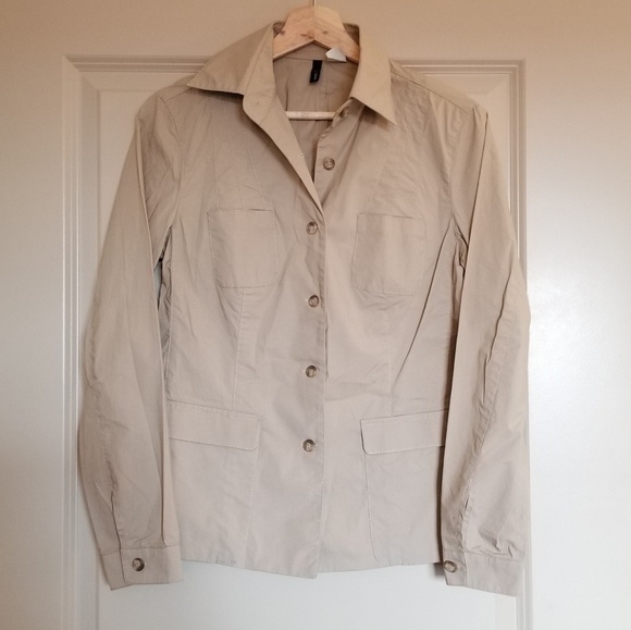 J. Crew Tan Ecru Mid-Length Button Up Blazer Sz 4 - Picture 1 of 5